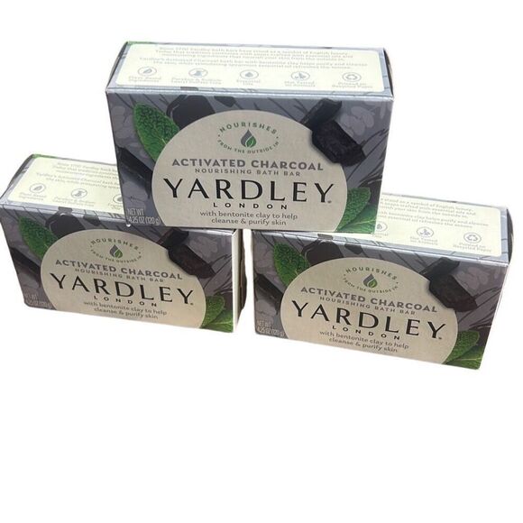 3 Yardley London ￼activated charcoal Soap MOISTURIZING BAR 4.25oz w/bentonite cl - Picture 1 of 4